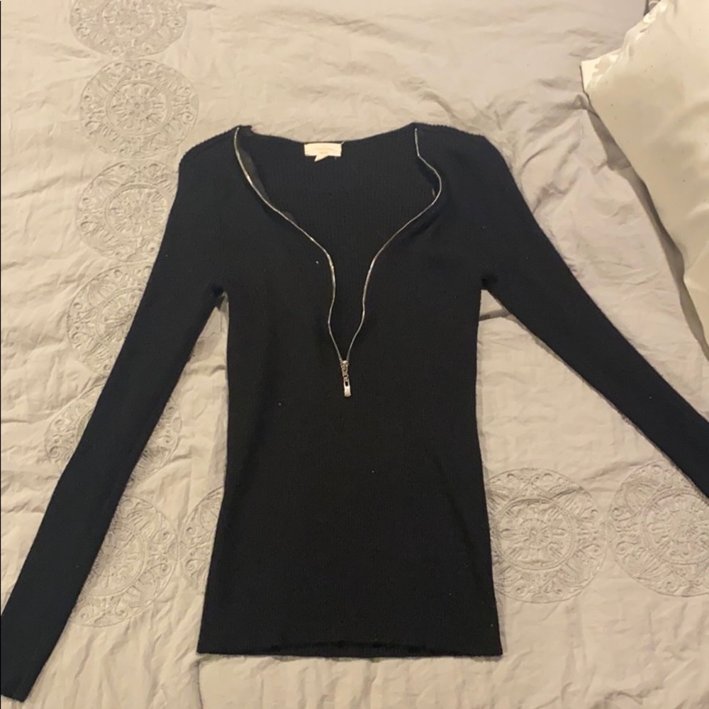 Black zip up long sleeve shirt/sweater